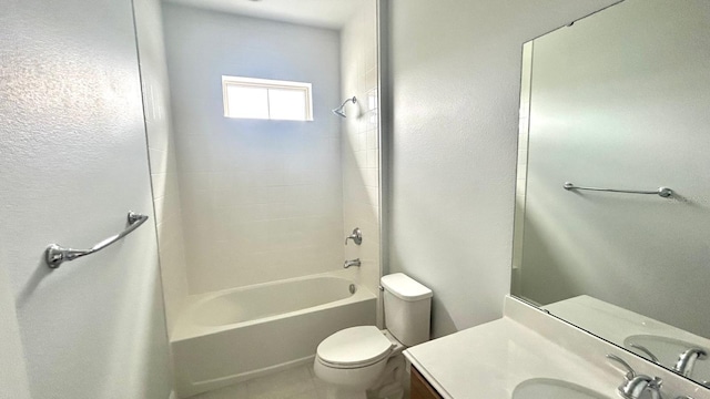 full bathroom with vanity, shower / washtub combination, and toilet