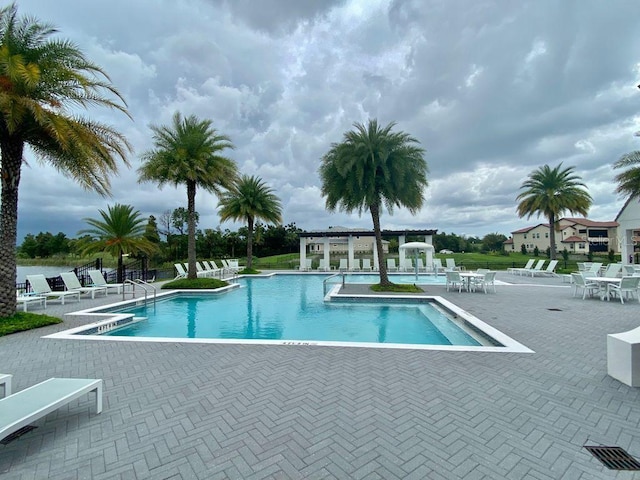 view of pool featuring a patio