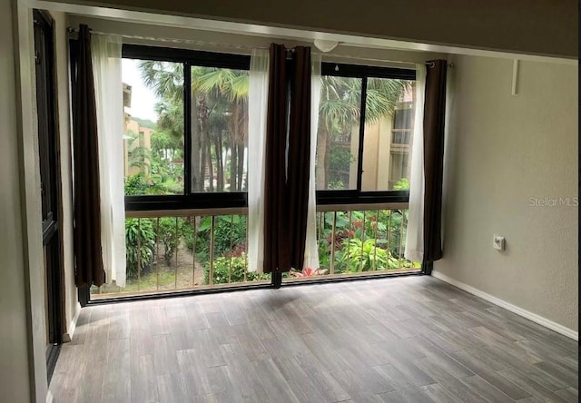 doorway with a healthy amount of sunlight and light hardwood / wood-style floors