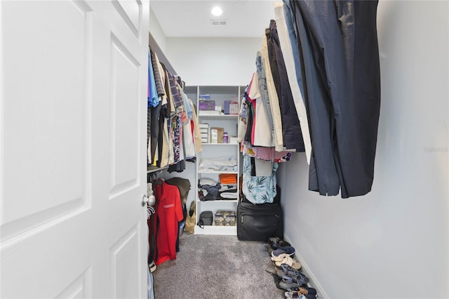 spacious closet with carpet