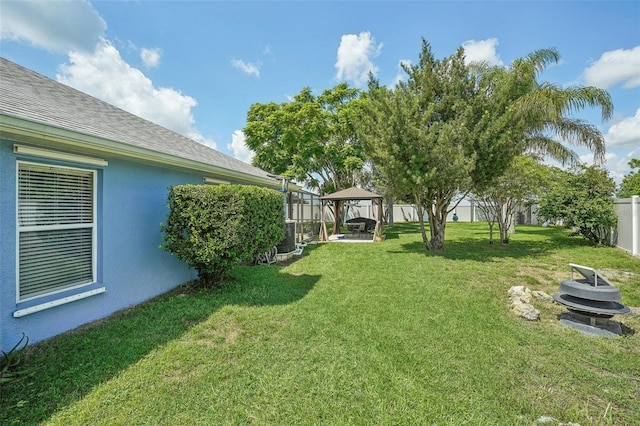 view of yard with a gazebo