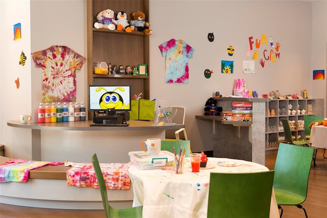 playroom featuring hardwood / wood-style flooring