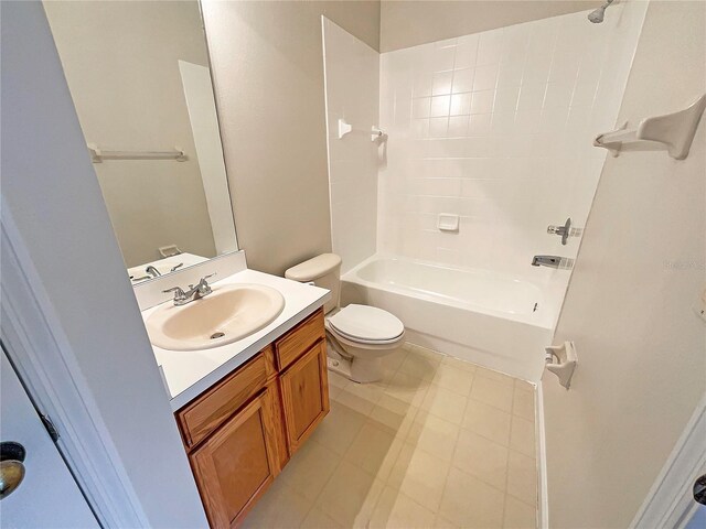 full bathroom featuring vanity, toilet, and shower / washtub combination