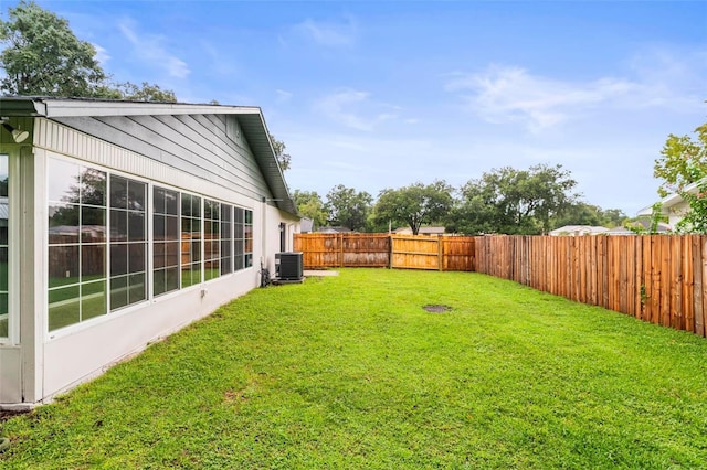 view of yard featuring cooling unit