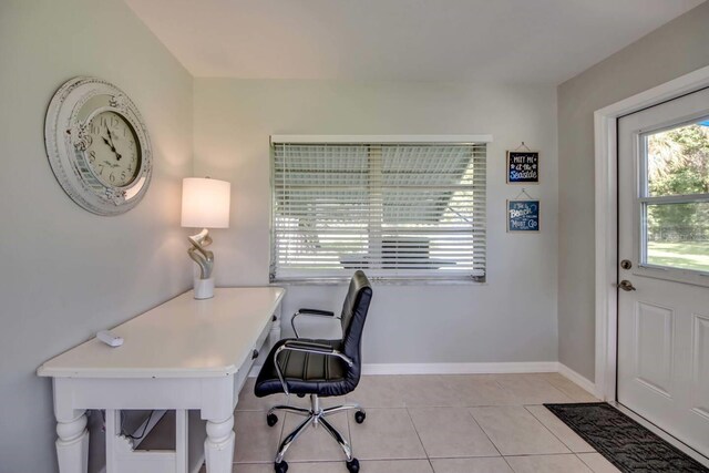 view of tiled home office