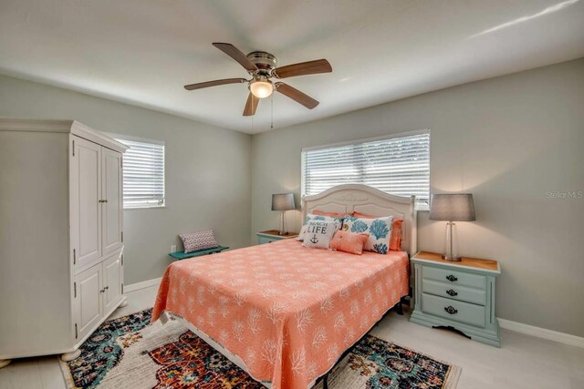 bedroom featuring ceiling fan