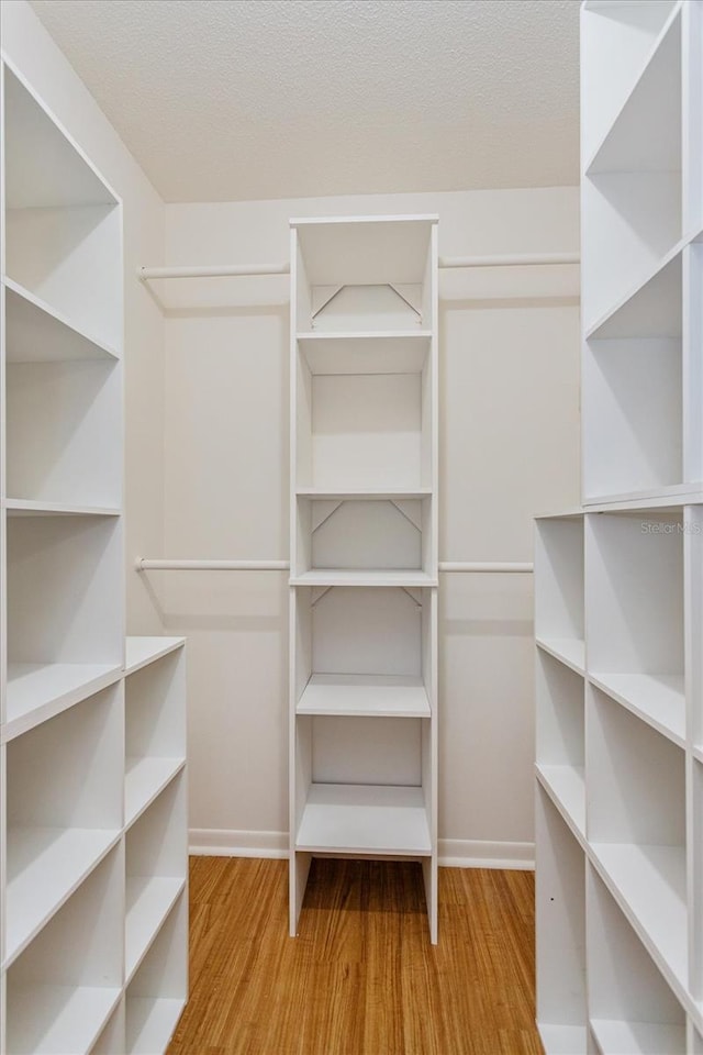 walk in closet featuring light hardwood / wood-style flooring