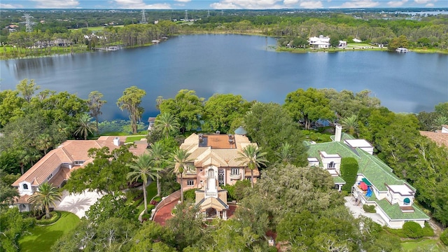 bird's eye view featuring a water view