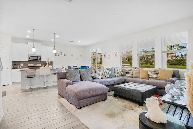 living room featuring light hardwood / wood-style flooring