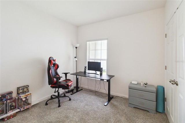 view of carpeted home office