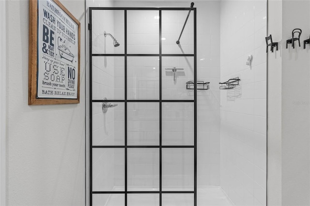 details with a shower with shower door