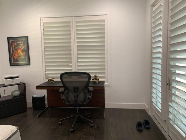 office featuring dark wood-type flooring