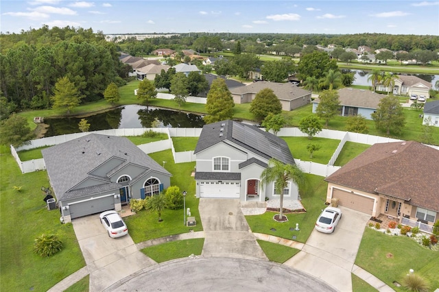 bird's eye view featuring a water view