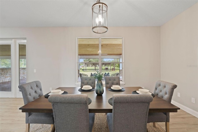 dining space featuring light hardwood / wood-style flooring