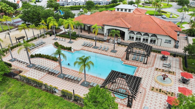 view of pool featuring a patio