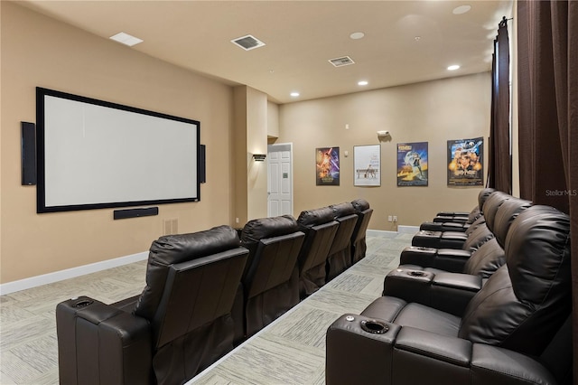 view of carpeted cinema room