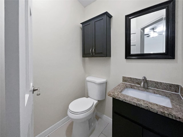 bathroom featuring vanity, toilet, and tile patterned floors