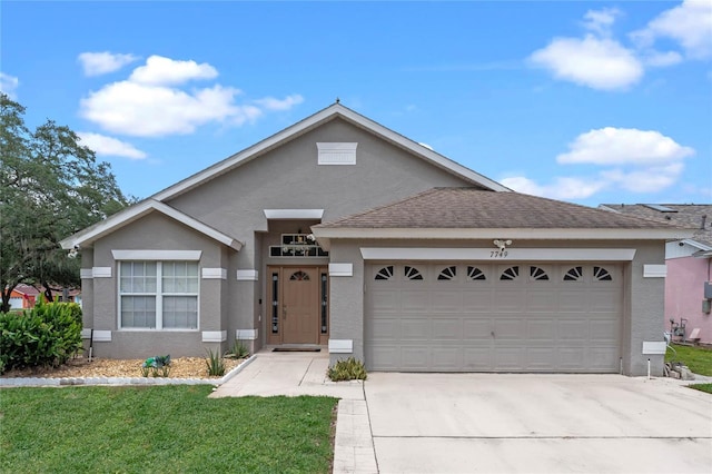 single story home with a garage