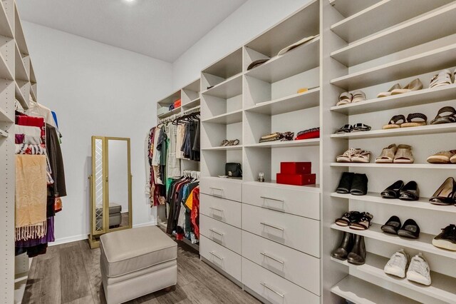 spacious closet featuring hardwood / wood-style floors