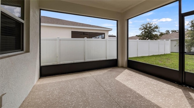 view of unfurnished sunroom