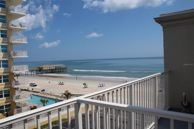 view of water feature featuring a view of the beach