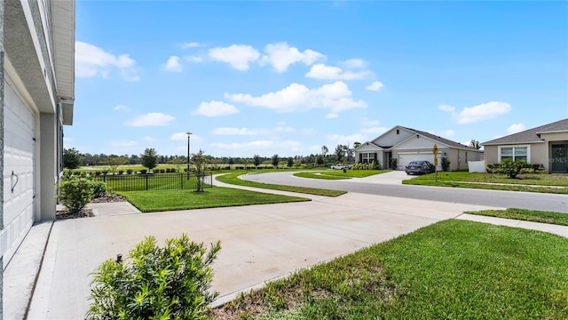 view of yard featuring a garage