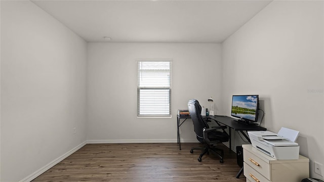 office area featuring hardwood / wood-style flooring