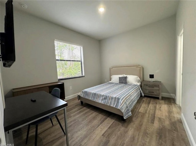 bedroom with hardwood / wood-style flooring