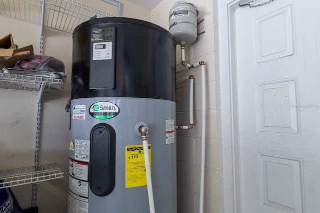 utility room featuring heat pump water heater