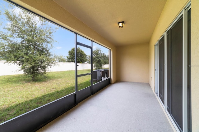 view of unfurnished sunroom