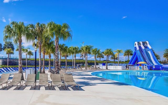 view of pool featuring a patio area