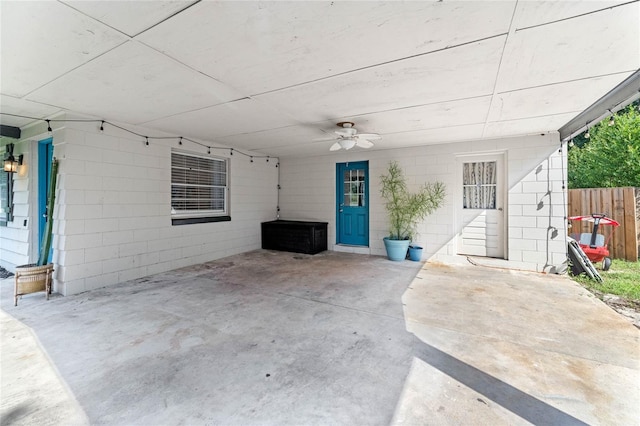 view of patio with ceiling fan