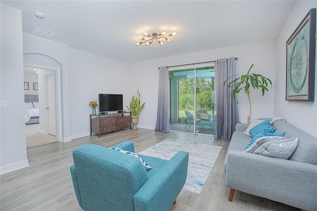 living room featuring light hardwood / wood-style flooring