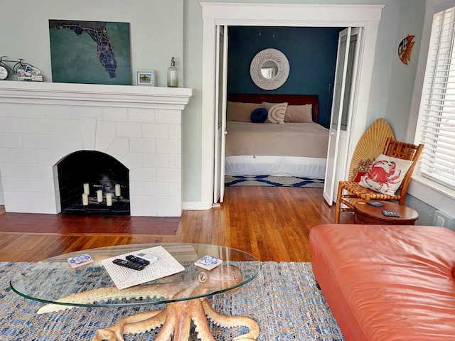 living room featuring hardwood / wood-style flooring