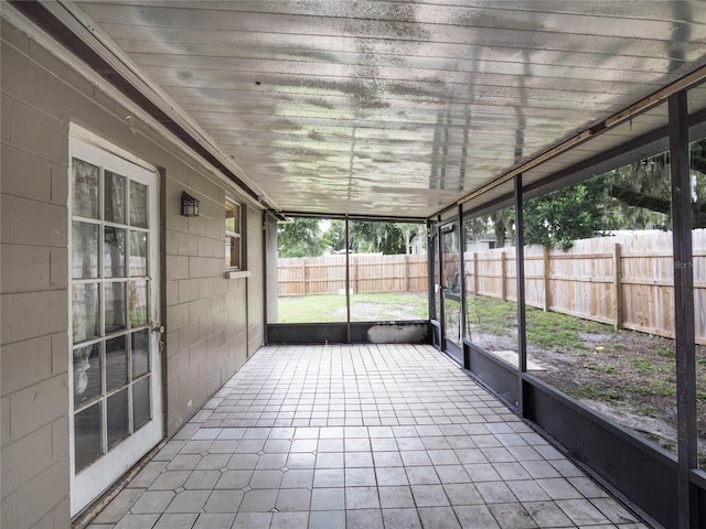 view of unfurnished sunroom