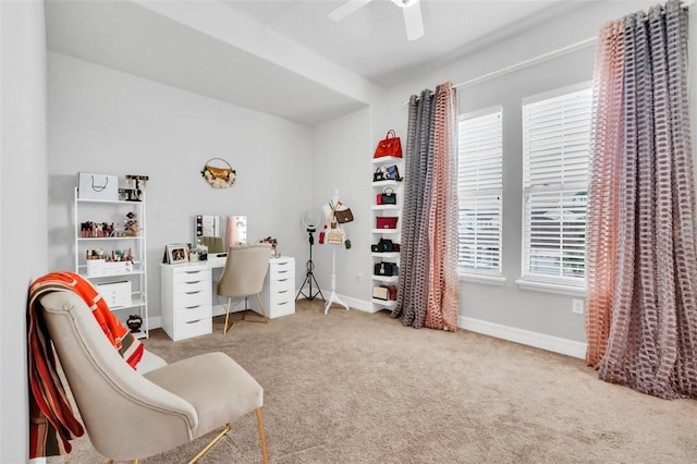 2599 Nouveau Way, Kissimmee, FL 34741 - home office with baseboards, carpet floors, and ceiling fan