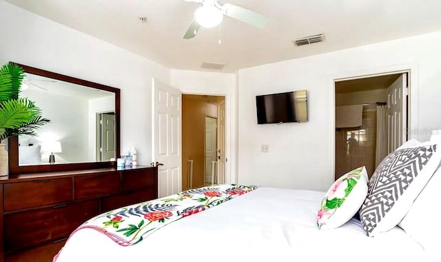 bedroom featuring ceiling fan