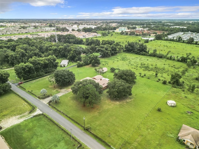 aerial view with a rural view