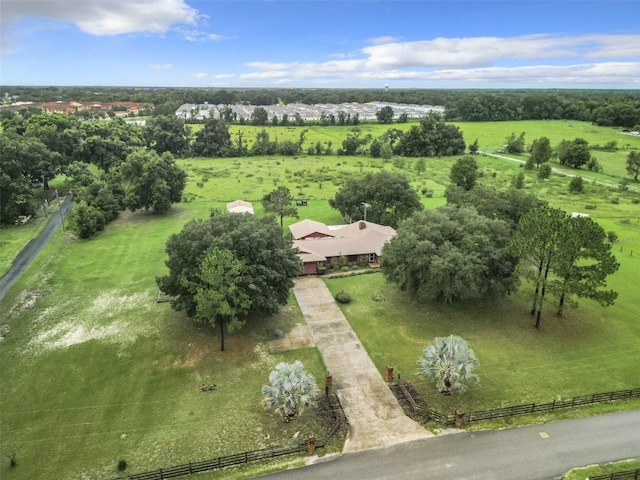 bird's eye view with a rural view