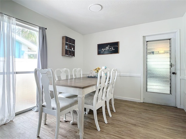 dining area featuring wood-type flooring