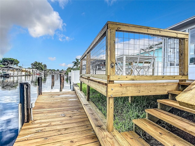 dock area featuring a water view