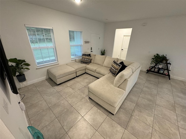 view of tiled living room