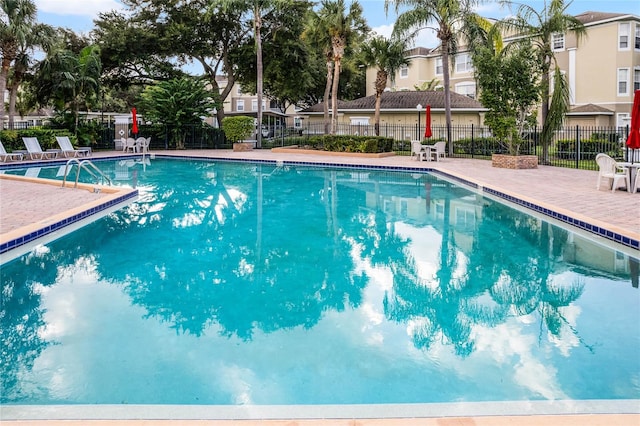 view of swimming pool featuring a patio