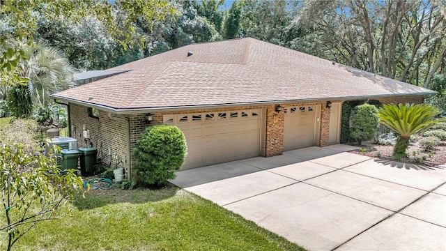 single story home with a garage