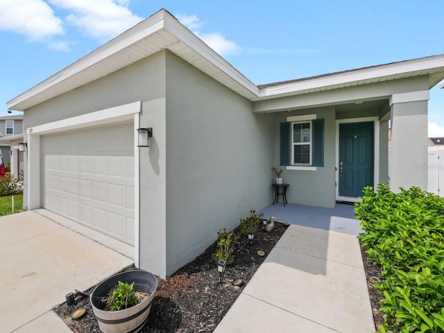 exterior space featuring a garage and a porch