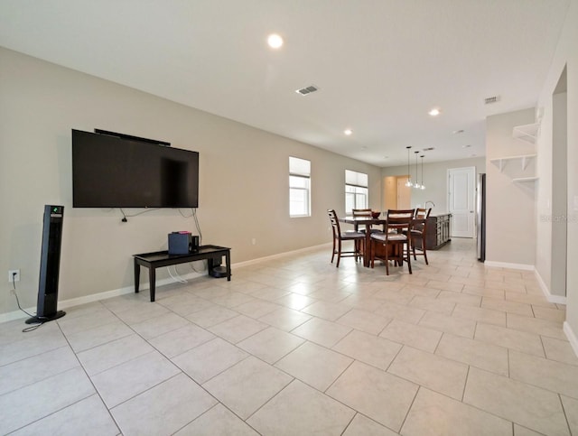 view of tiled dining space