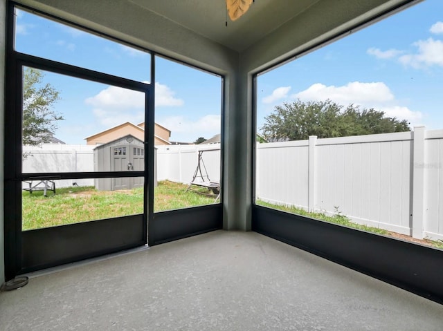 view of unfurnished sunroom