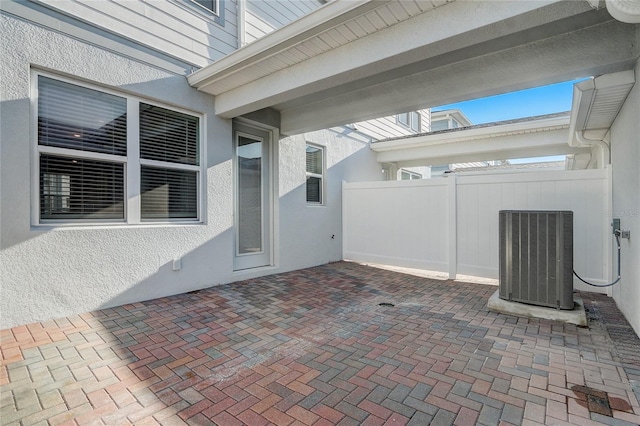 view of patio featuring central AC unit