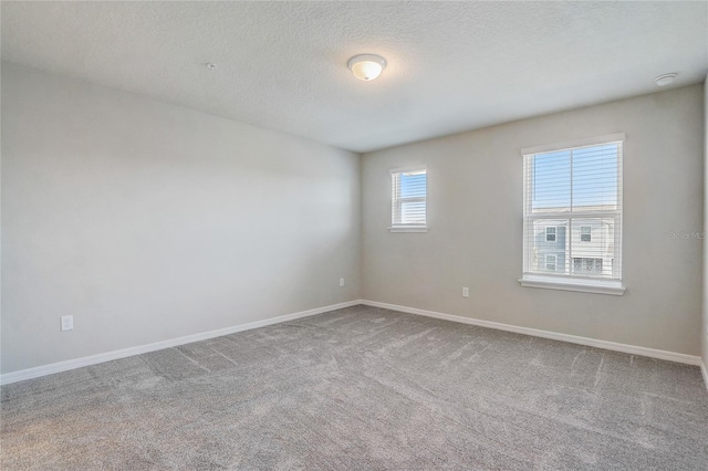 spare room with a textured ceiling and carpet floors