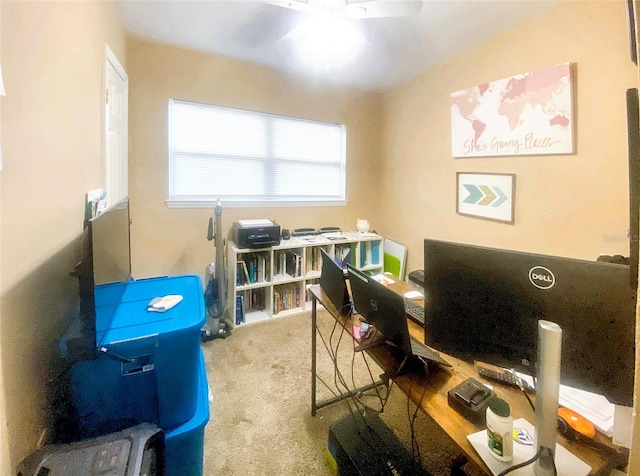 view of carpeted home office